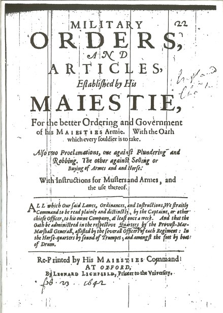 Image for MILITARY ORDERS AND ARTICLES ESTABLISHED BY HIS MAJESTIE (1642)