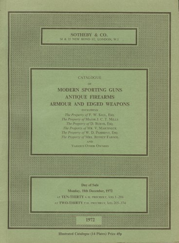 Image for CATALOGUE OF MODERN SPORTING GUNS, ANTIQUE FIREARMS, ARMOUR AND EDGED WEAPONS: MONDAY 18TH DECEMBER 1972