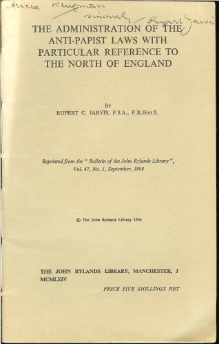 THE ADMINISTRATION OF THE ANTI-PAPIST LAWS WITH PARTICULAR REFERENCE TO THE NORTH OF ENGLAND Image for THE ADMINISTRATION OF THE ANTI-PAPIST LAWS WITH PARTICULAR REFERENCE TO THE NORTH OF ENGLAND