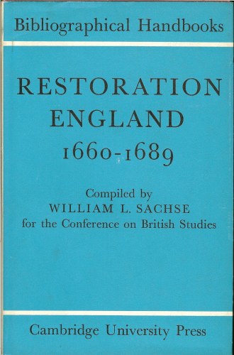 Image for BIBLIOGRAPHICAL HANDBOOKS: RESTORATION ENGLAND 1660-1689