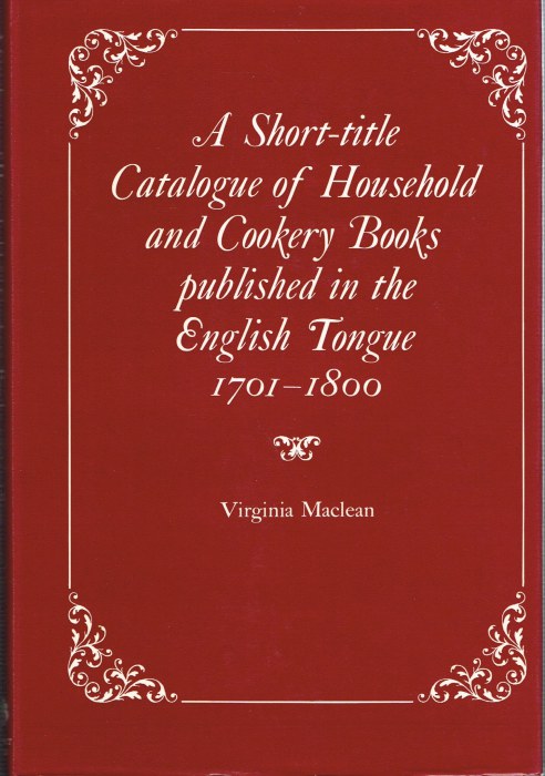 A SHORT-TITLE CATALOGUE OF HOUSEHOLD AND COOKERY BOOKS 1701-1800 Image for A SHORT-TITLE CATALOGUE OF HOUSEHOLD AND COOKERY BOOKS 1701-1800