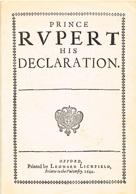 PRINCE RUPERT HIS DECLARATION (1642) Image for PRINCE RUPERT HIS DECLARATION (1642)