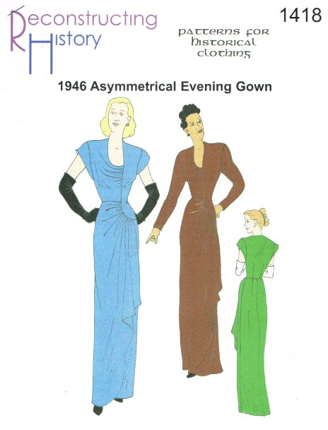 RH1418: LADIES' ASYMMETRICAL EVENING GOWN CIRCA 1946 Image for RH1418: LADIES' ASYMMETRICAL EVENING GOWN CIRCA 1946