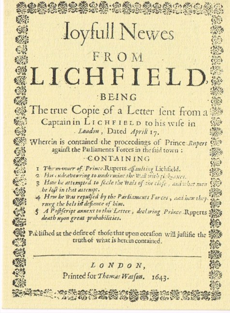 Image for JOYFULL NEWES FROM LICHFIELD (1643)