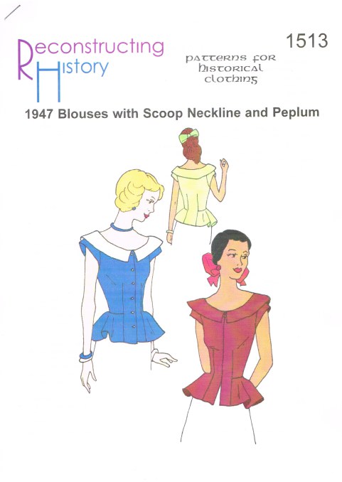 Image for RH1513: 1947 BLOUSES WITH SCOOP NECKLINE AND PEPLUM