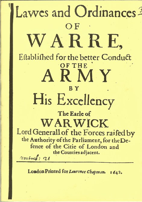 Image for LAWES AND ORDINANCES OF WARRE...EARLE OF WARWICK 1642