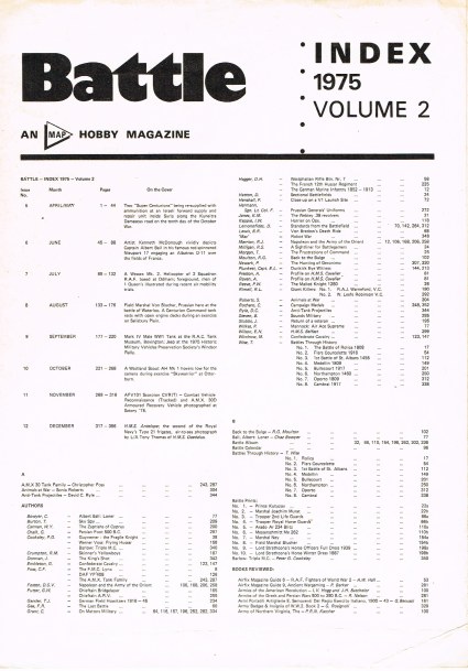 Image for BATTLE: VOLUME 2 1975 INDEX