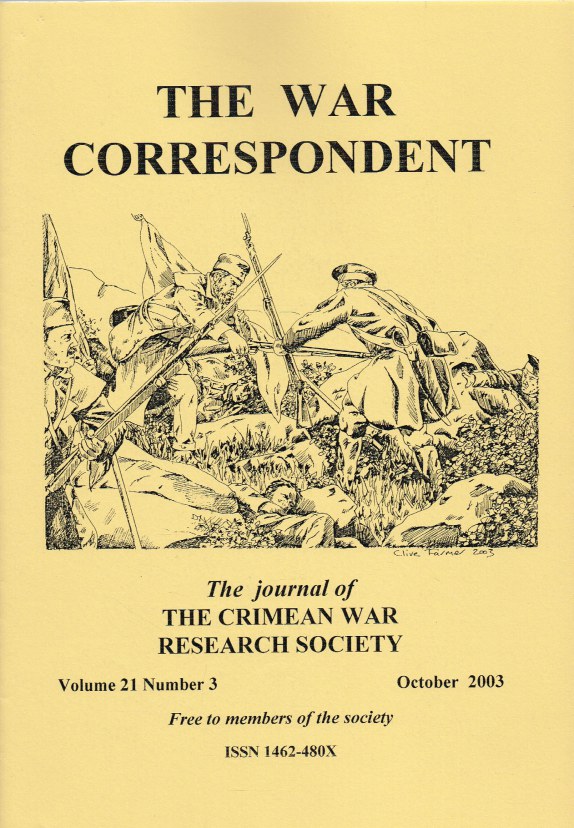 Image for THE WAR CORRESPONDENT: THE JOURNAL OF THE CRIMEAN WAR RESEARCH SOCIETY : VOLUME 21, NUMBER 3 OCTOBER 2003