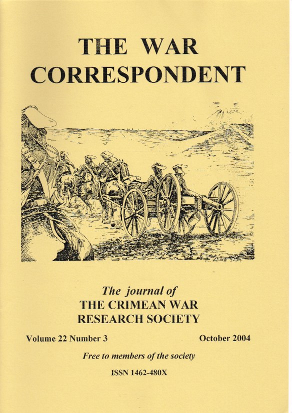 Image for THE WAR CORRESPONDENT: THE JOURNAL OF THE CRIMEAN WAR RESEARCH SOCIETY : VOLUME 22, NUMBER 3 OCTOBER 2004