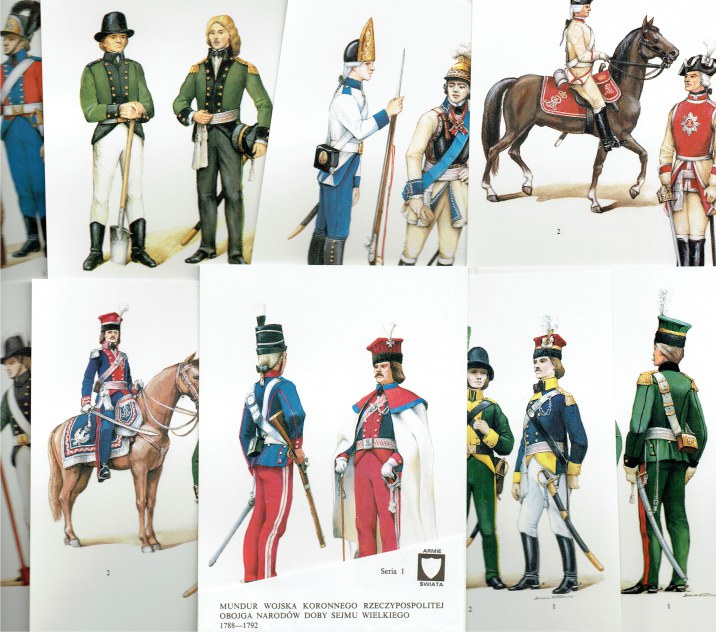 Image for ARMIE SWIATA SERIA 1: MUNDUR WOJSKA KORONNEGO RZECZYPOSPOLITEJ OBOJGA NARODOW DOBY SEJMU WIELKIEGO 1788-1792 (SET OF 9 POSTCARDS)